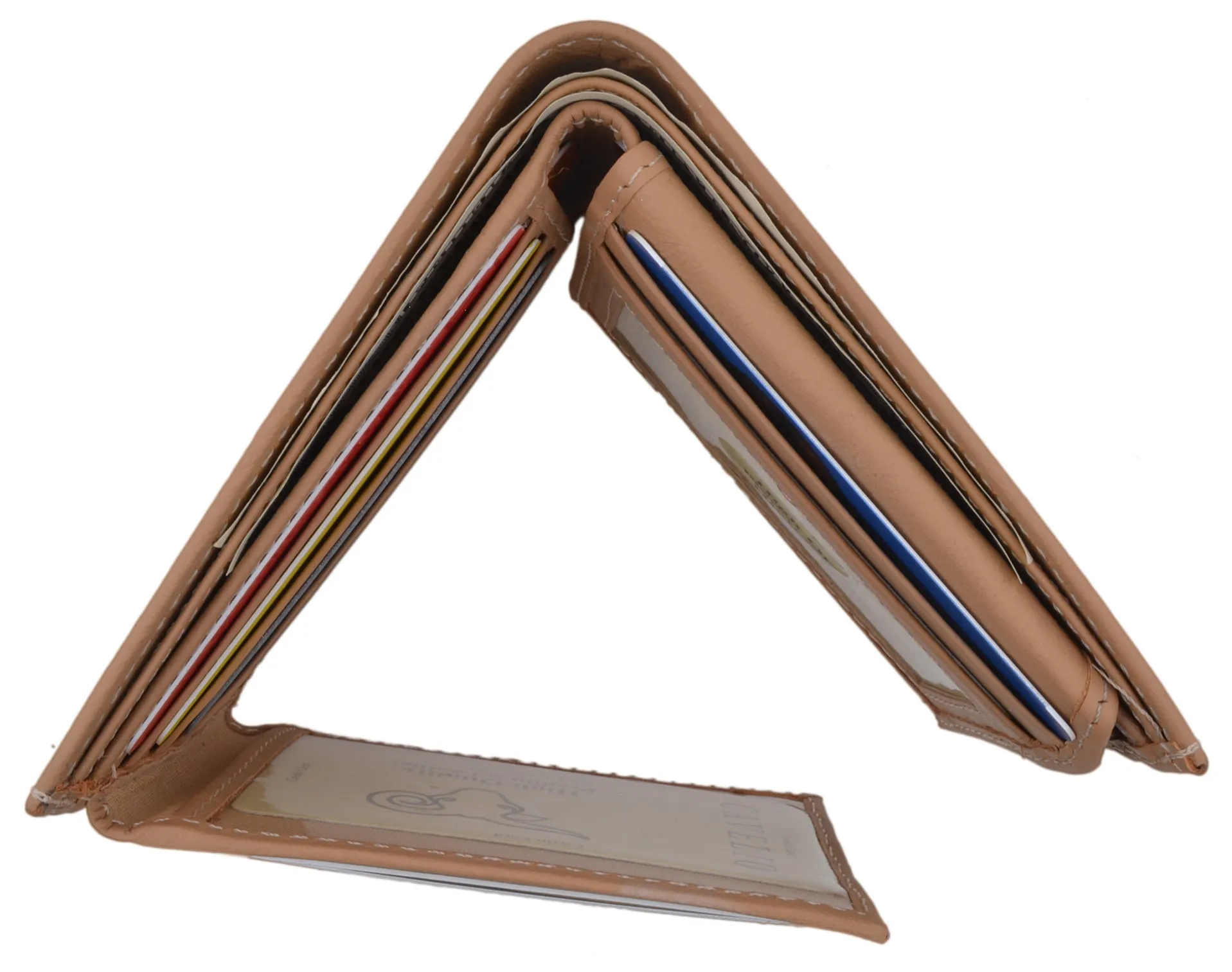 Bifold Mens Genuine Leather Multi-Card ID Holder Wallet by Cavelio
