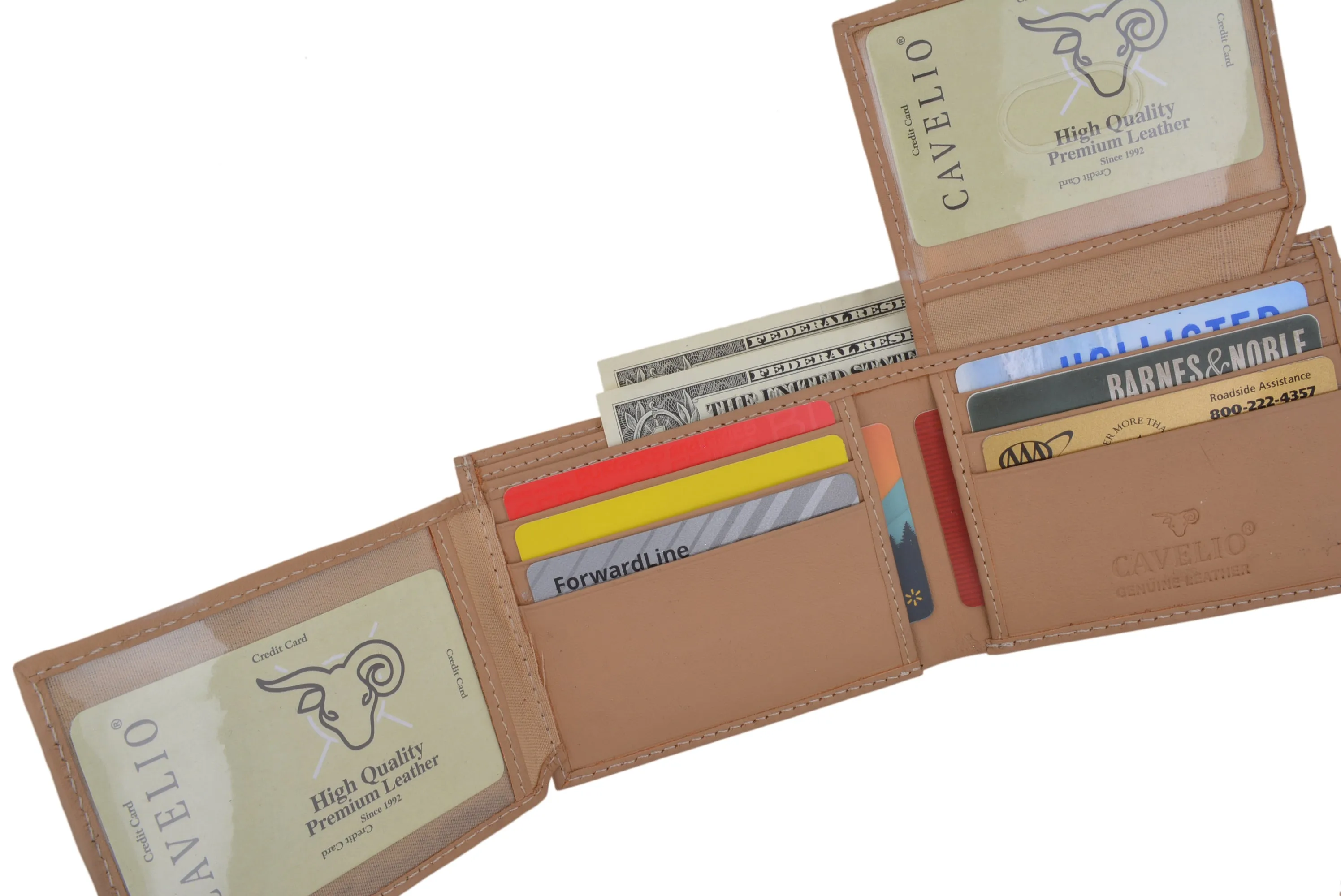 Bifold Mens Genuine Leather Multi-Card ID Holder Wallet by Cavelio