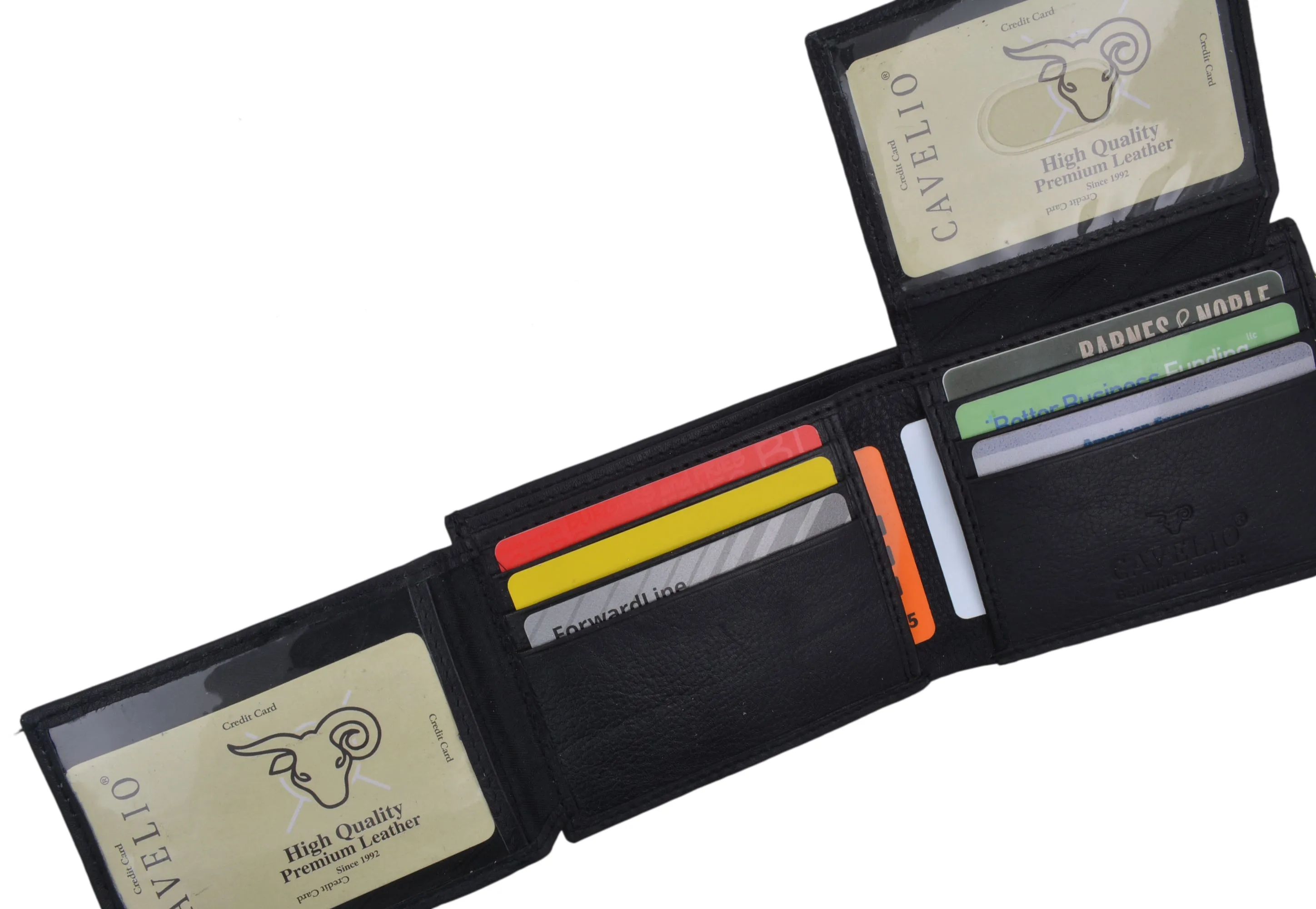 Bifold Mens Genuine Leather Multi-Card ID Holder Wallet by Cavelio
