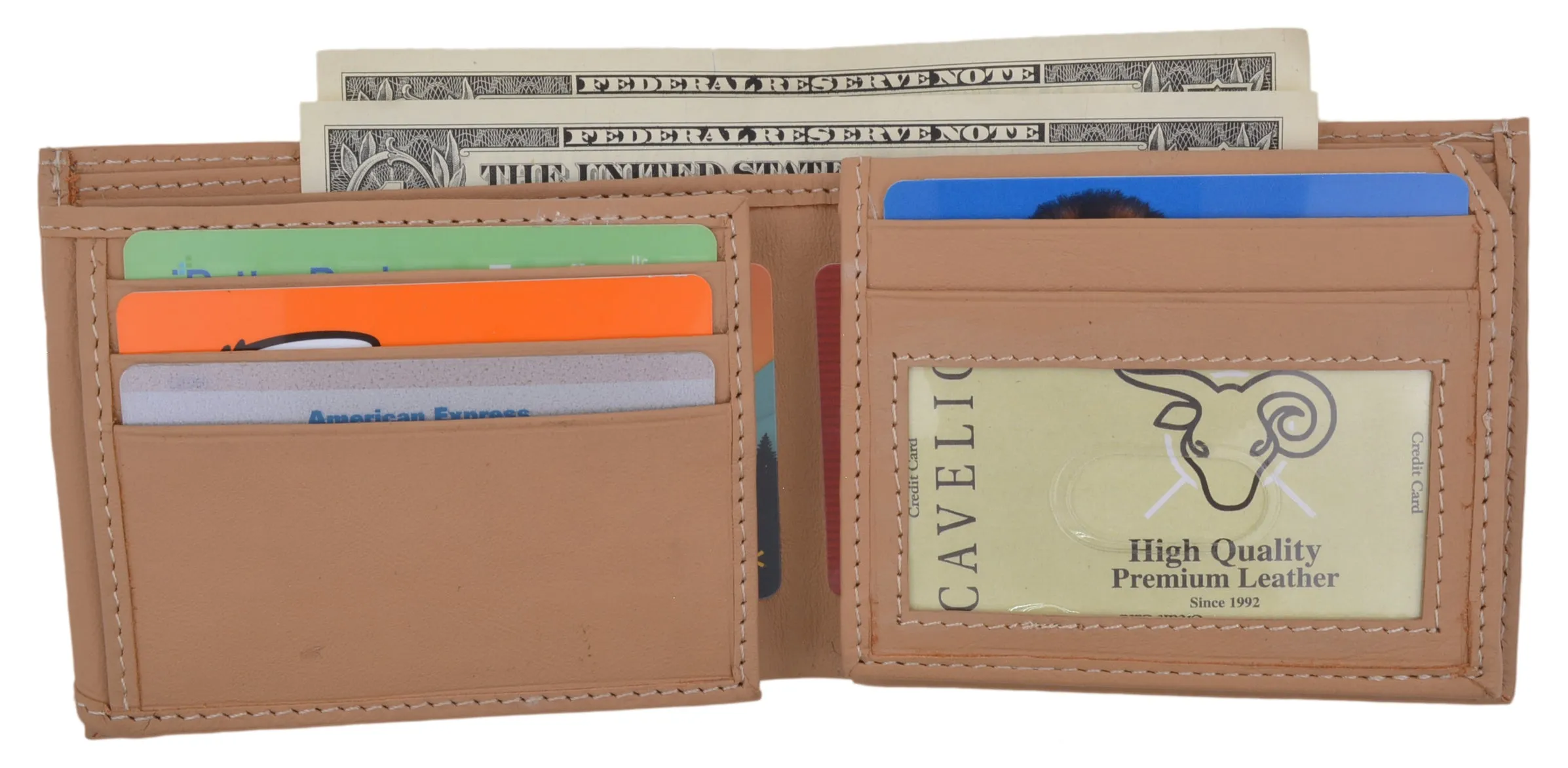 Bifold Mens Genuine Leather Multi-Card ID Holder Wallet by Cavelio
