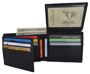 Bifold Mens Genuine Leather Multi-Card ID Holder Wallet by Cavelio