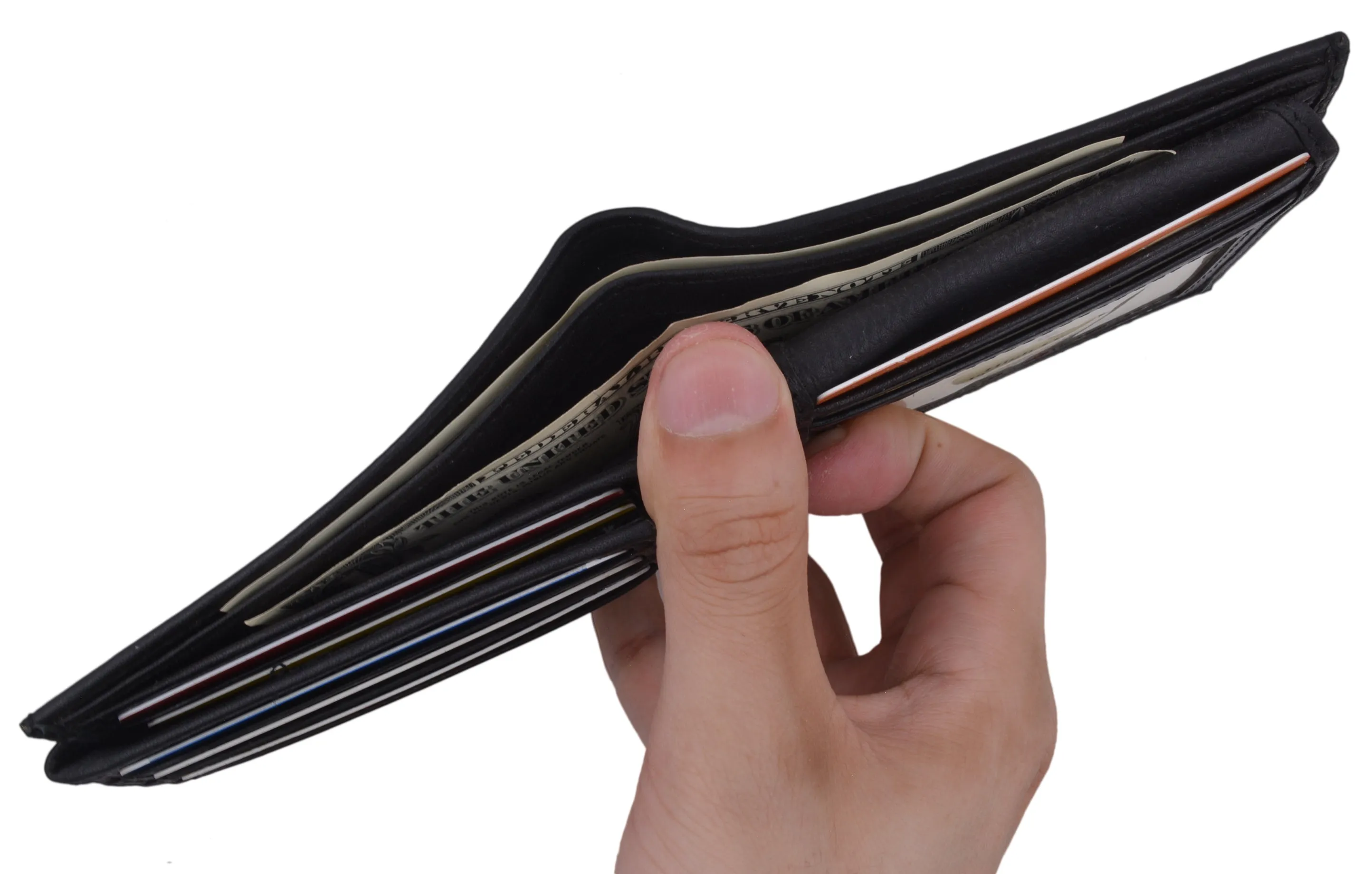 Bifold Mens Genuine Leather Multi-Card ID Holder Wallet by Cavelio