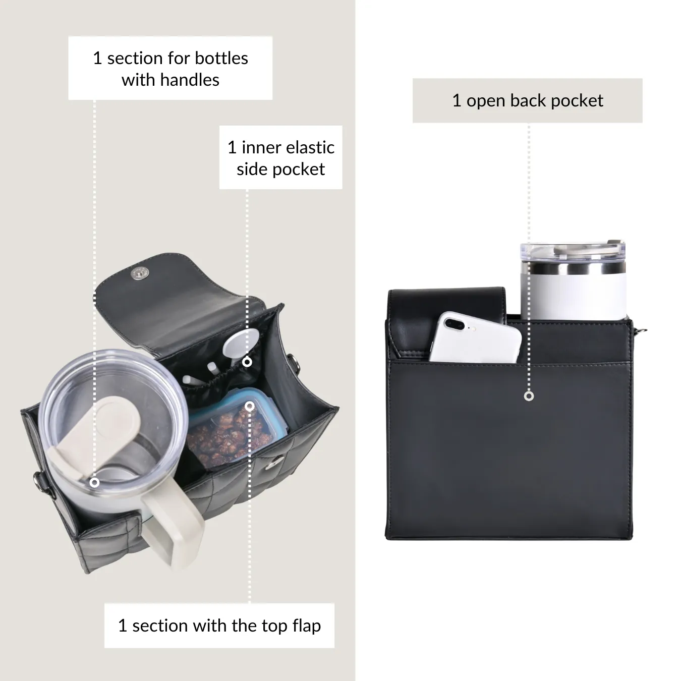 Black Crossbody Bag For Bottles