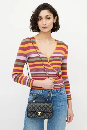 Black Mini Top Handle Classic Flap Crossbody Bag