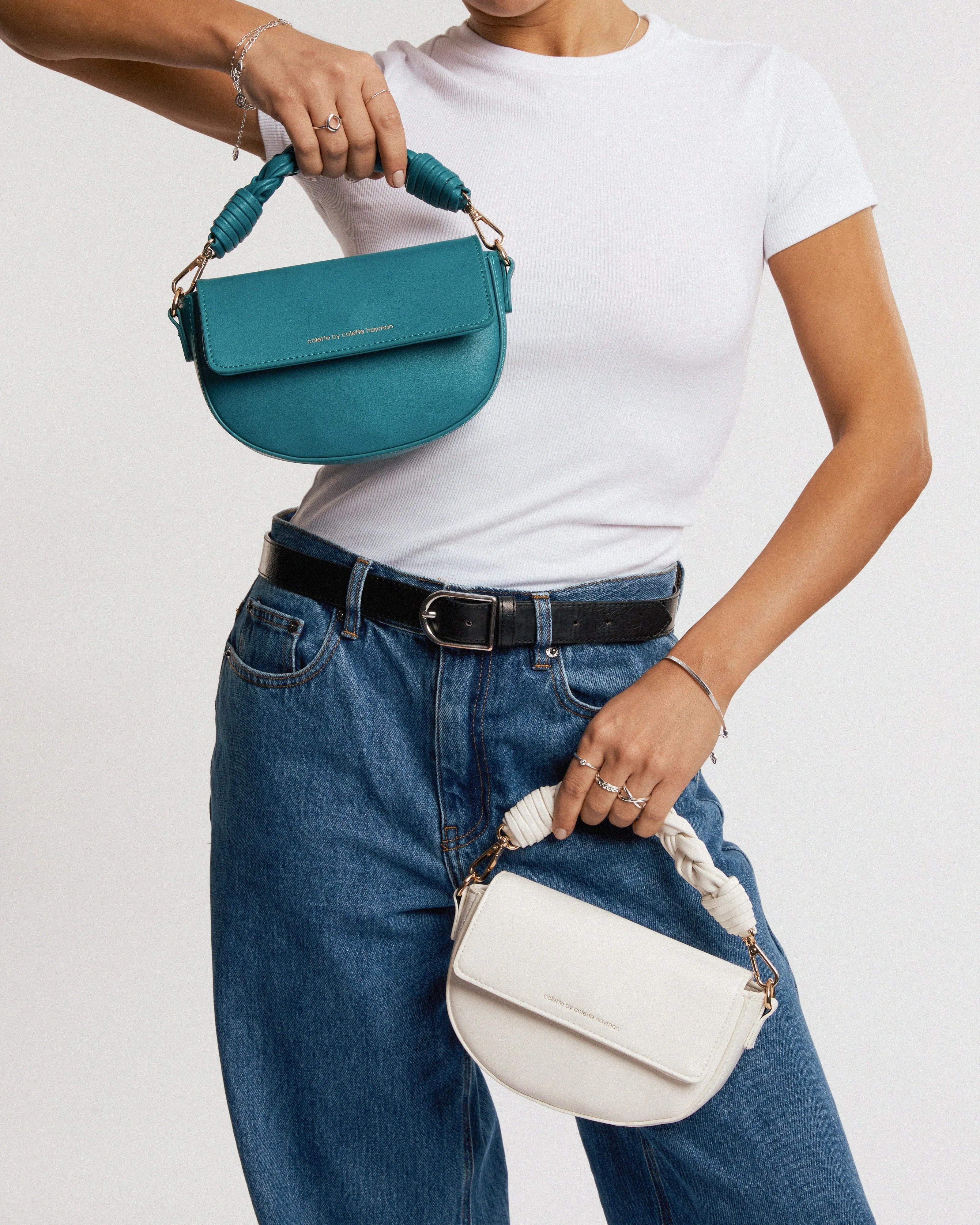 Blue Daliah Crescent Crossbody Bag