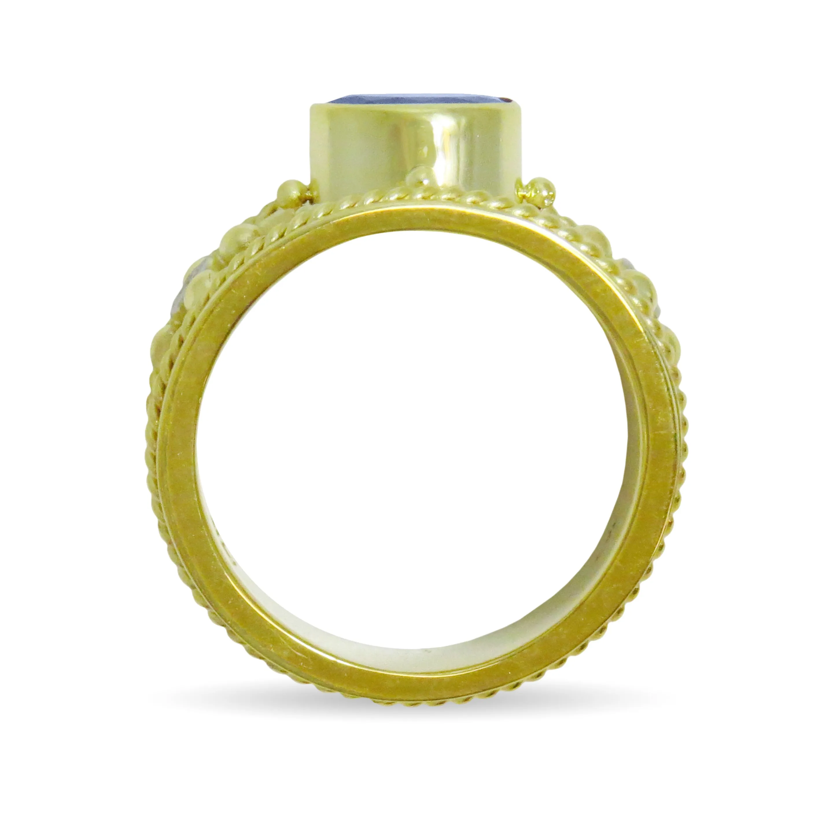 Blue Tanzanite Byzantine Gold Ring