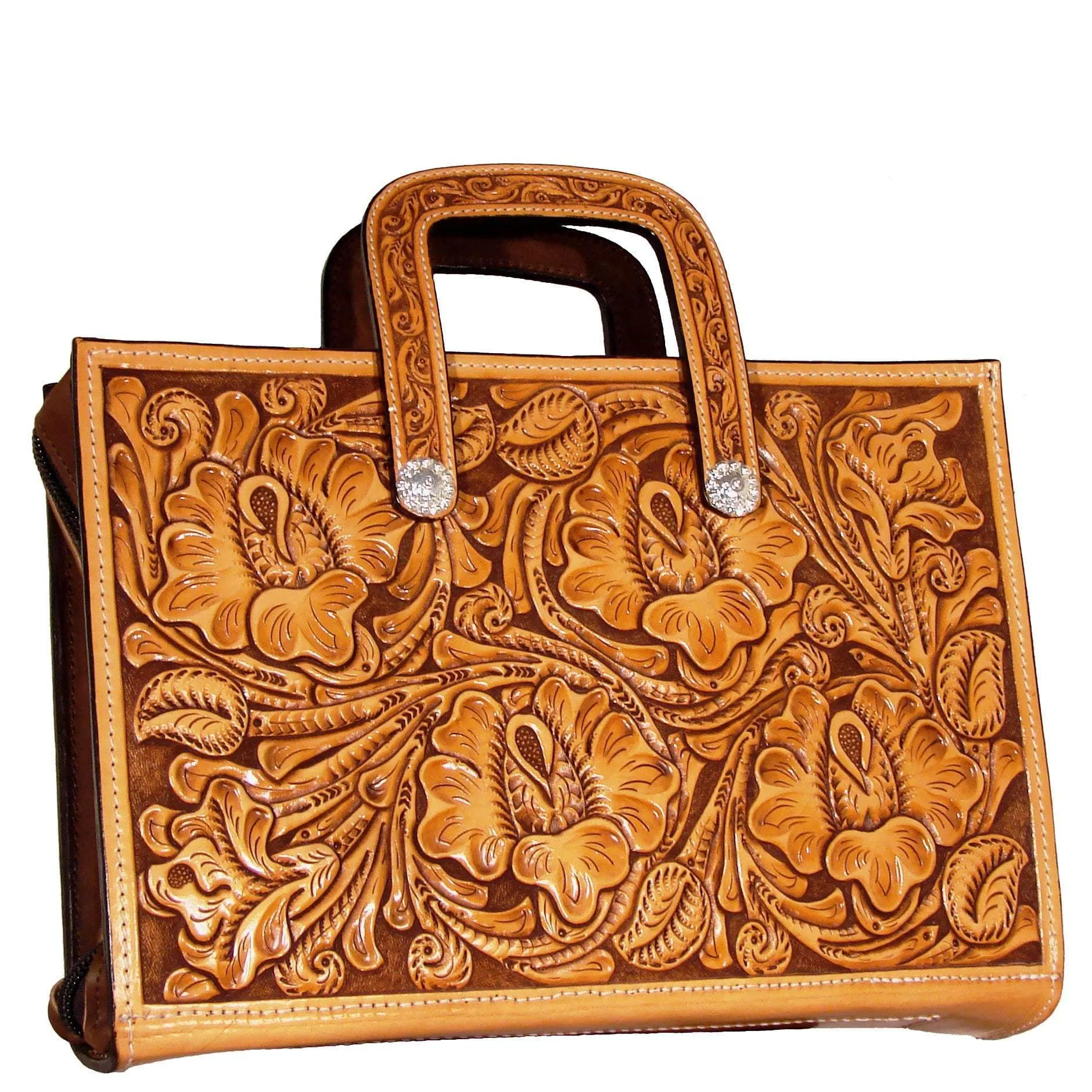 BRIEFCASE13 - Floral Tooled Briefcase