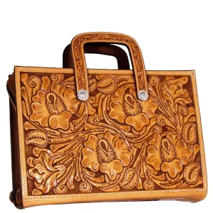 BRIEFCASE13 - Floral Tooled Briefcase