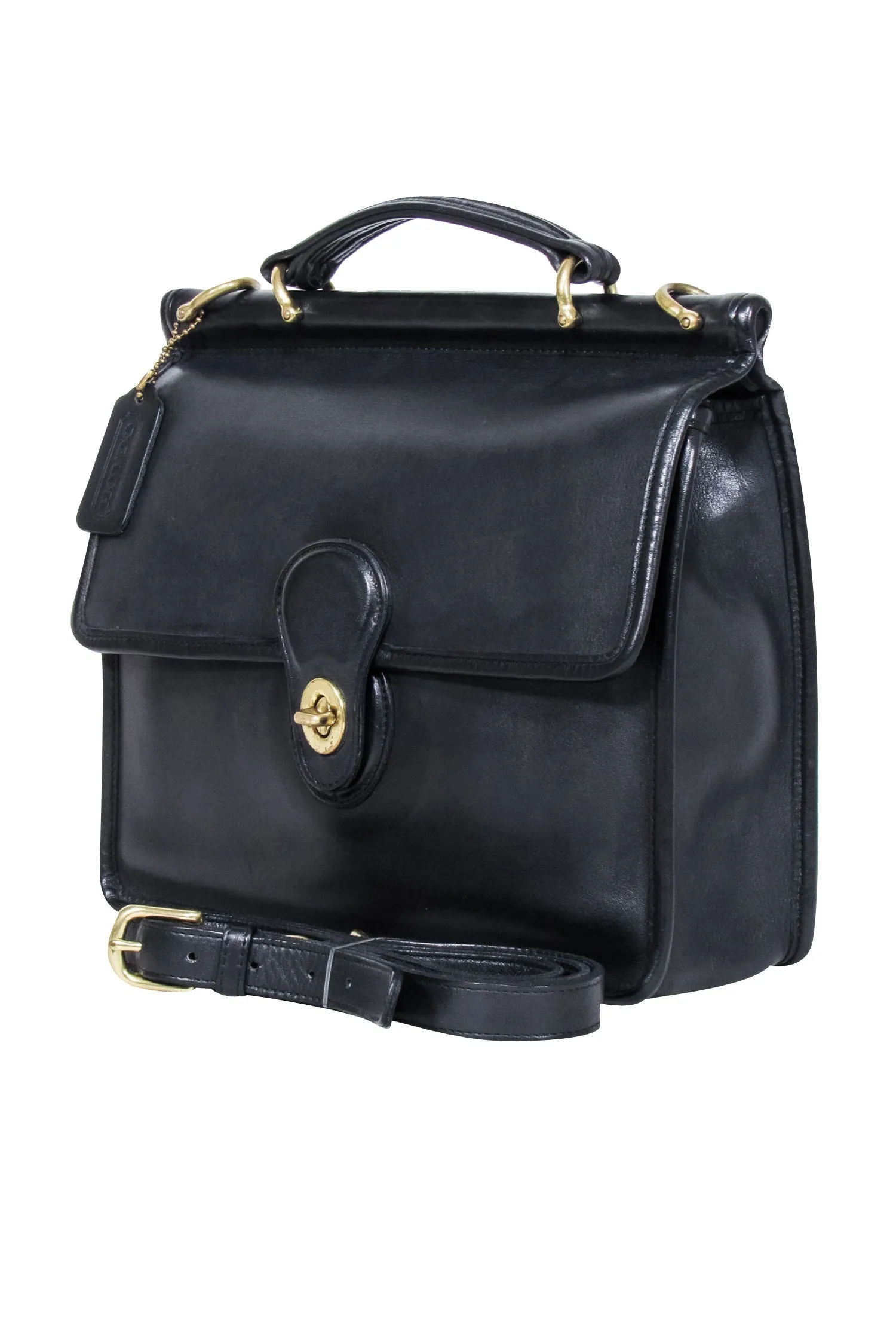 Coach - Willis Black Leather Vintage Messenger Crossbody Bag
