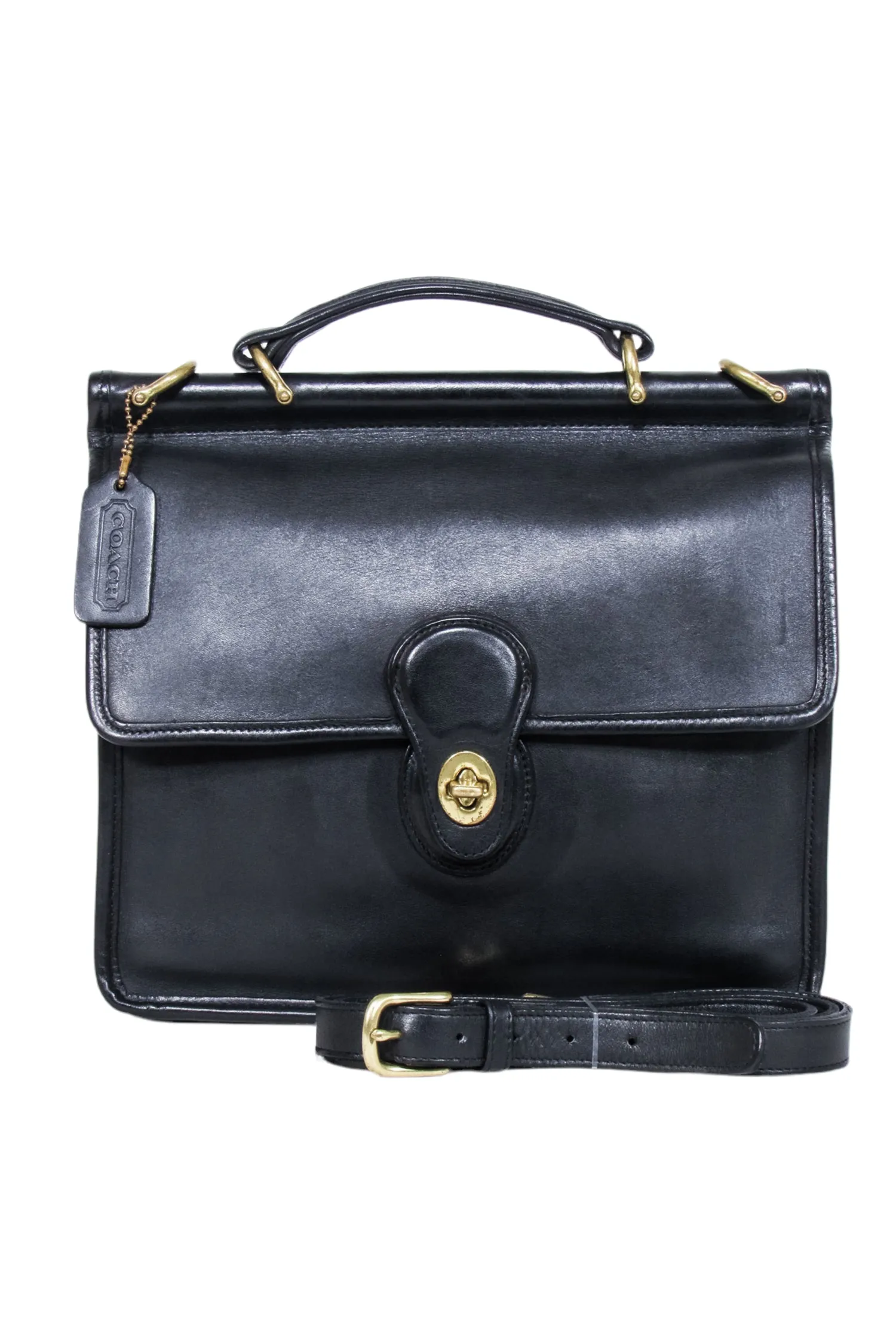 Coach - Willis Black Leather Vintage Messenger Crossbody Bag
