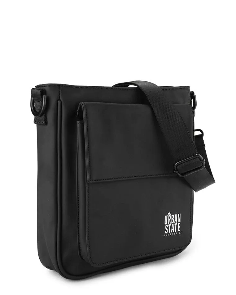 Coated Dry League Flap Crossbody Bag - Black