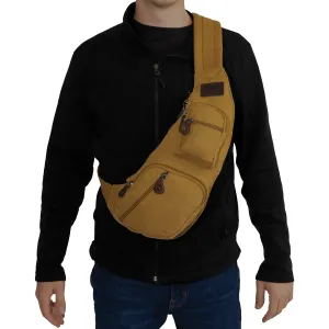 Crossbody Canvas Sling Bag Coyote Brown
