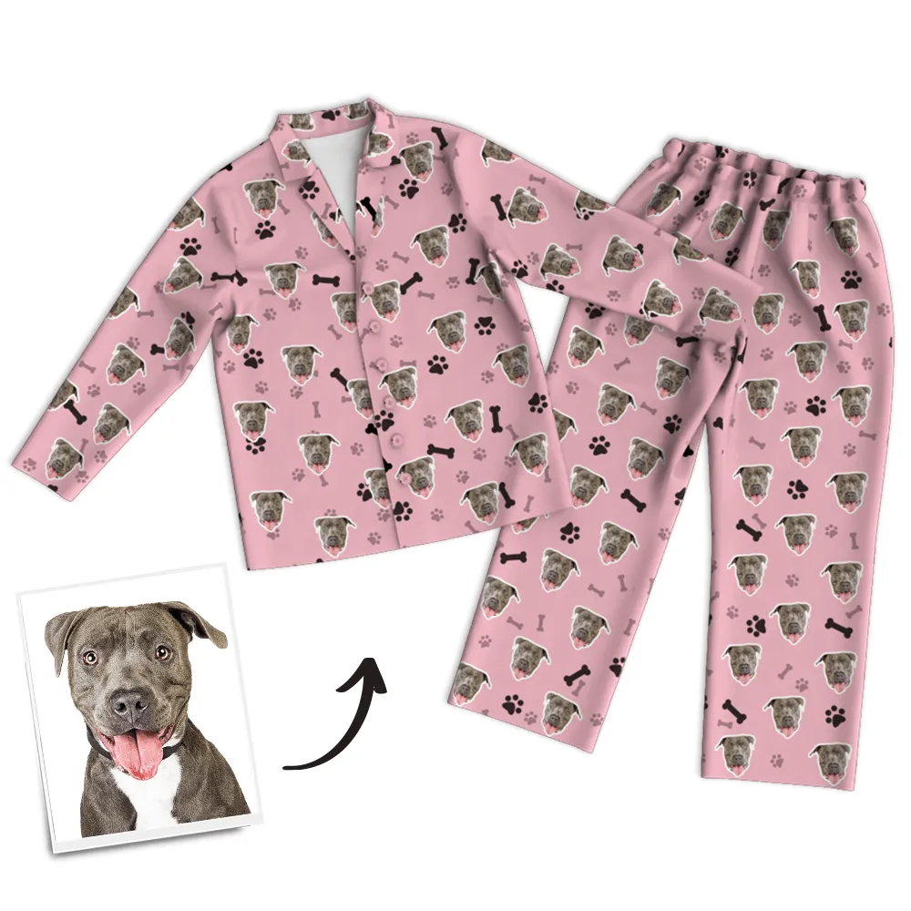 Custom Face Pajamas with Long Sleeve For Pet Lover Pet Memorial Gifts