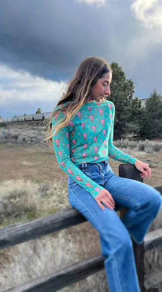 Cute Heifer Long Sleeve Mesh Top