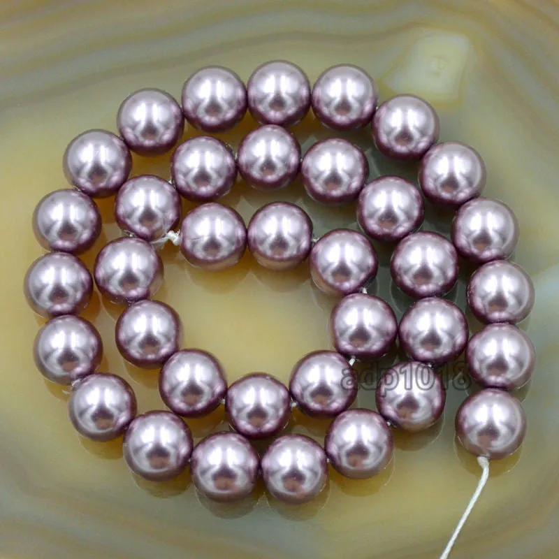 Czech Lavender Purple Satin Luster Glass Pearl Round Beads on a 15.5" Strand