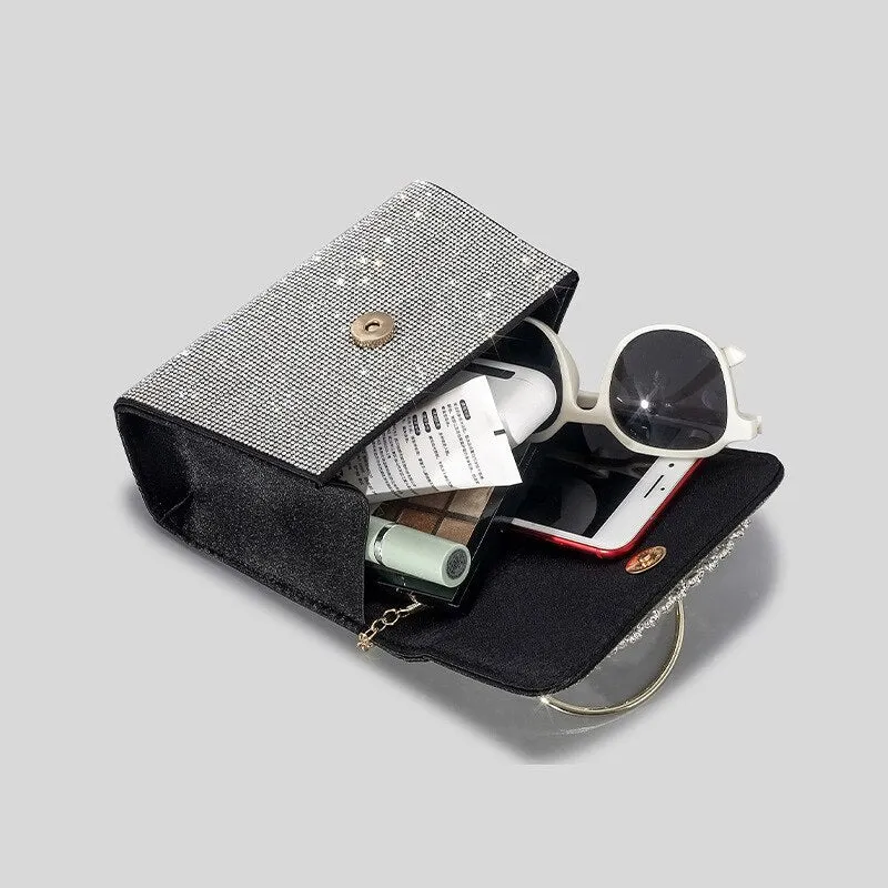 Diamond Buckle Metal Handle One Shoulder Crossbody Bag