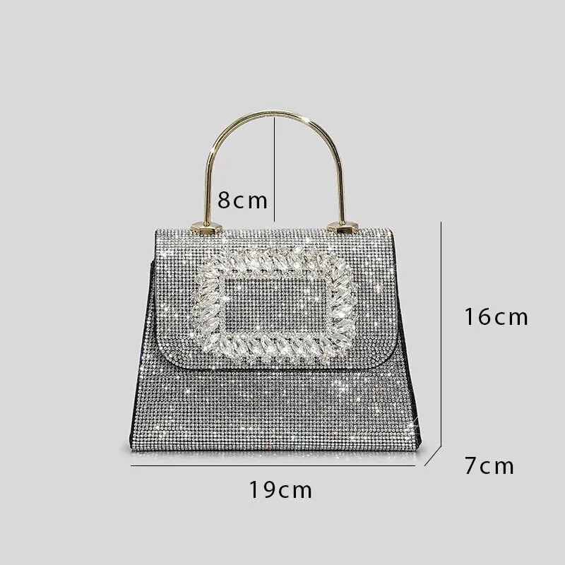 Diamond Buckle Metal Handle One Shoulder Crossbody Bag