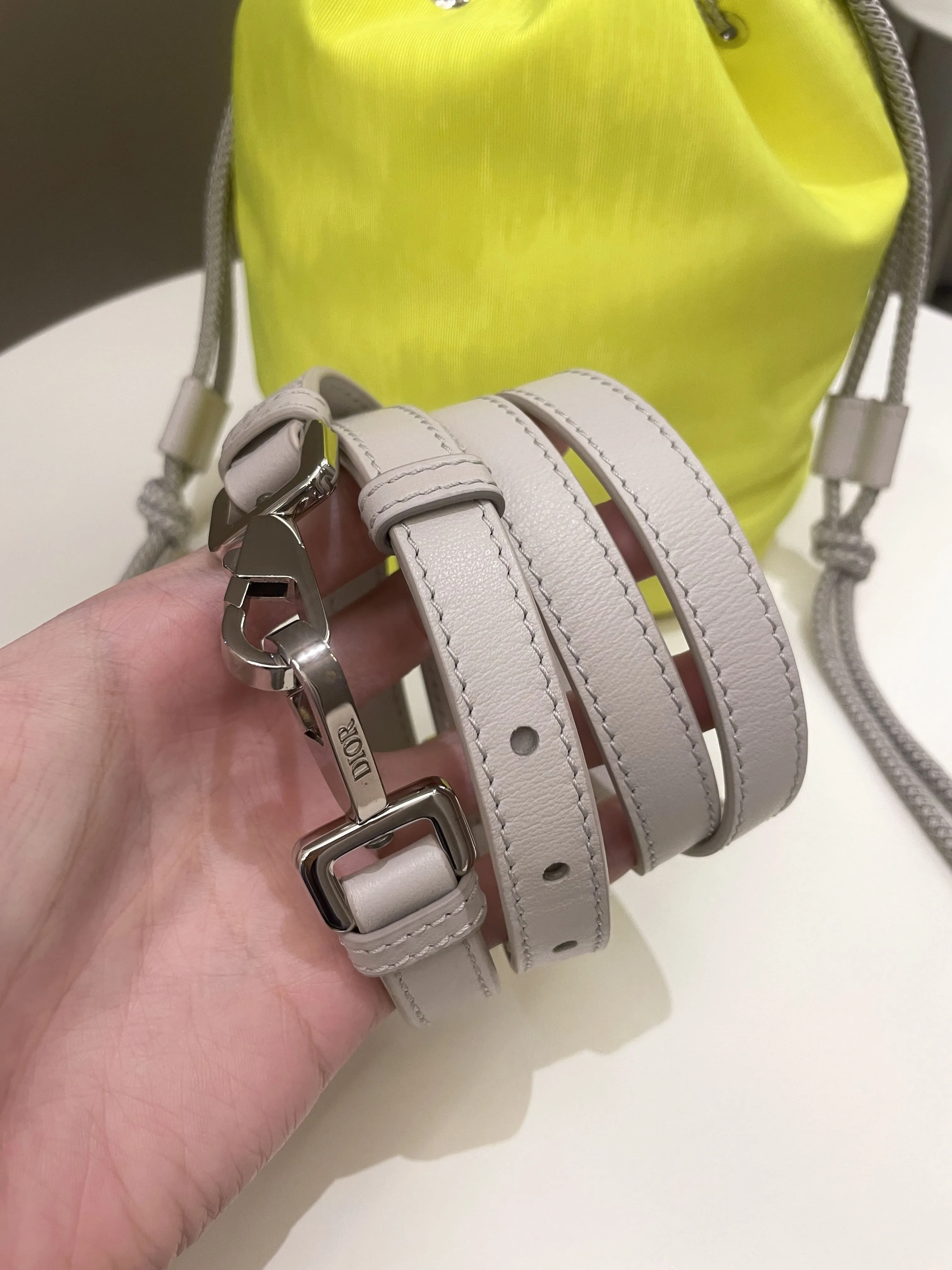 Dior Mini Marine Bucket Bag Yellow Canvas/ Lambskin