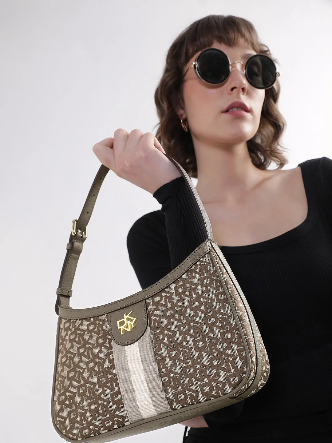 DKNY Women Brown Printed Crossbody