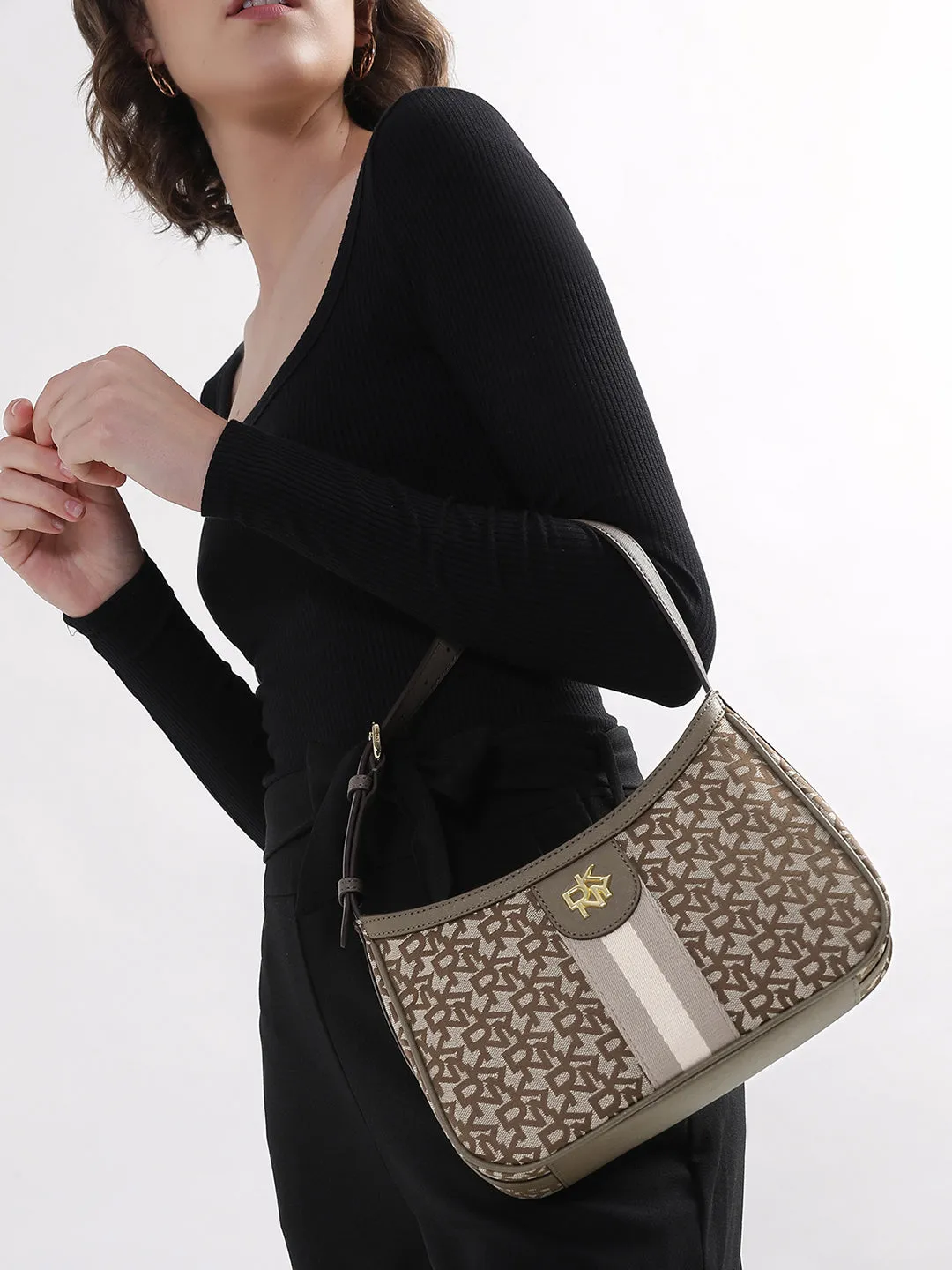 DKNY Women Brown Printed Crossbody