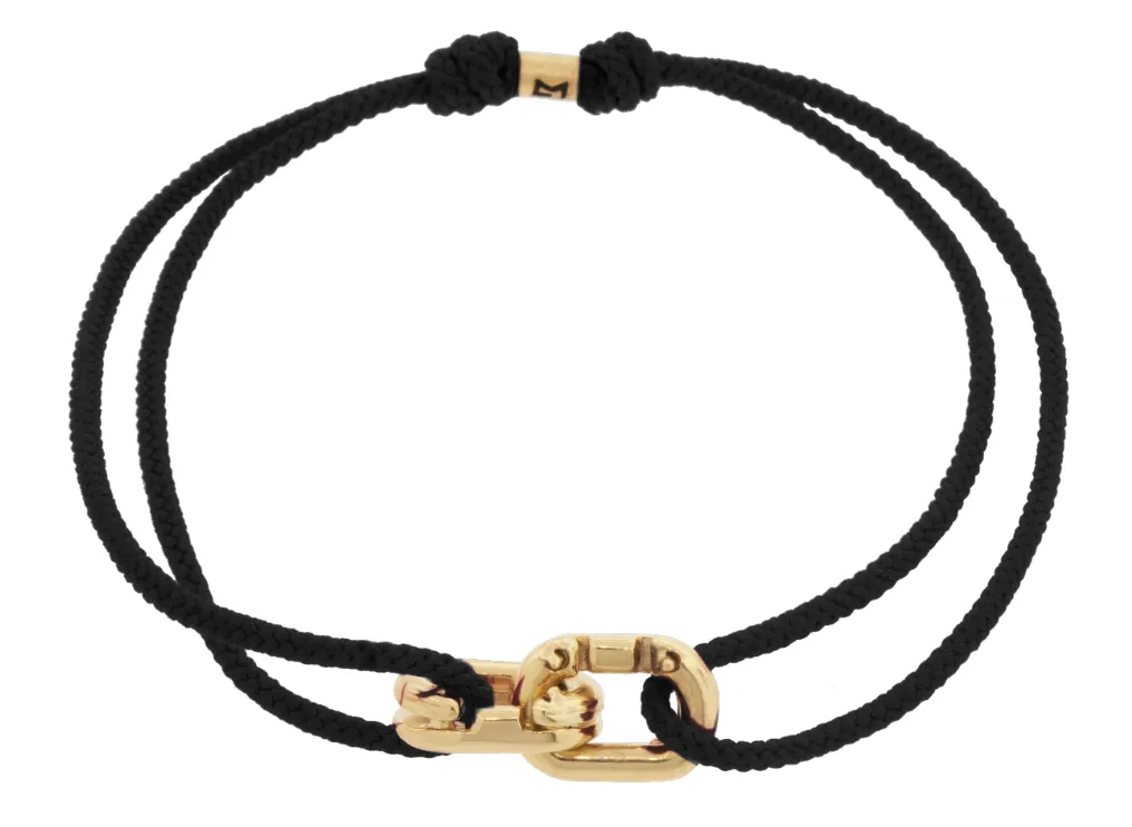 Double Friendship Links on Black Cord Bracelet