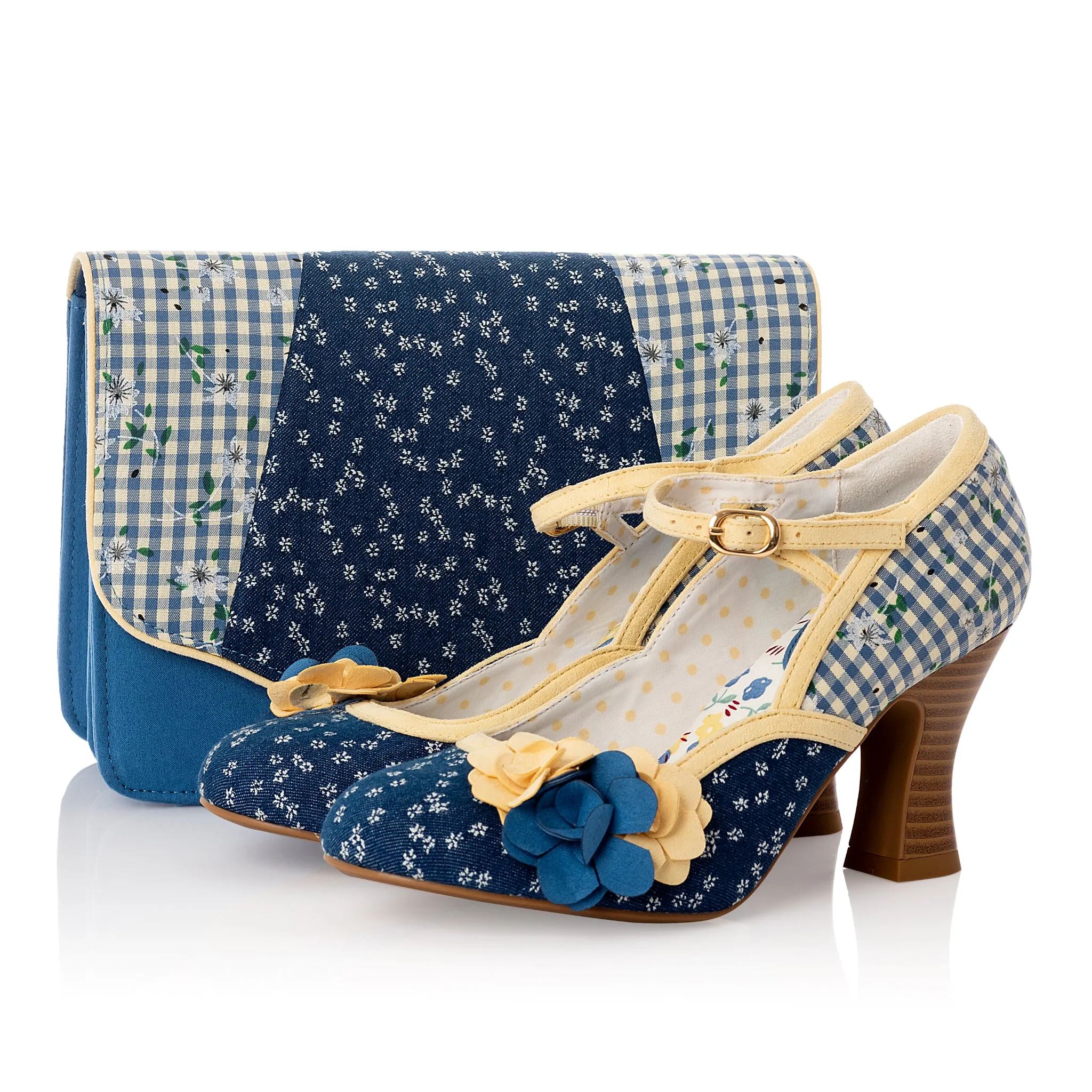 Dublin Bag Denim Matches Imelda Mid Heels by Ruby Shoo