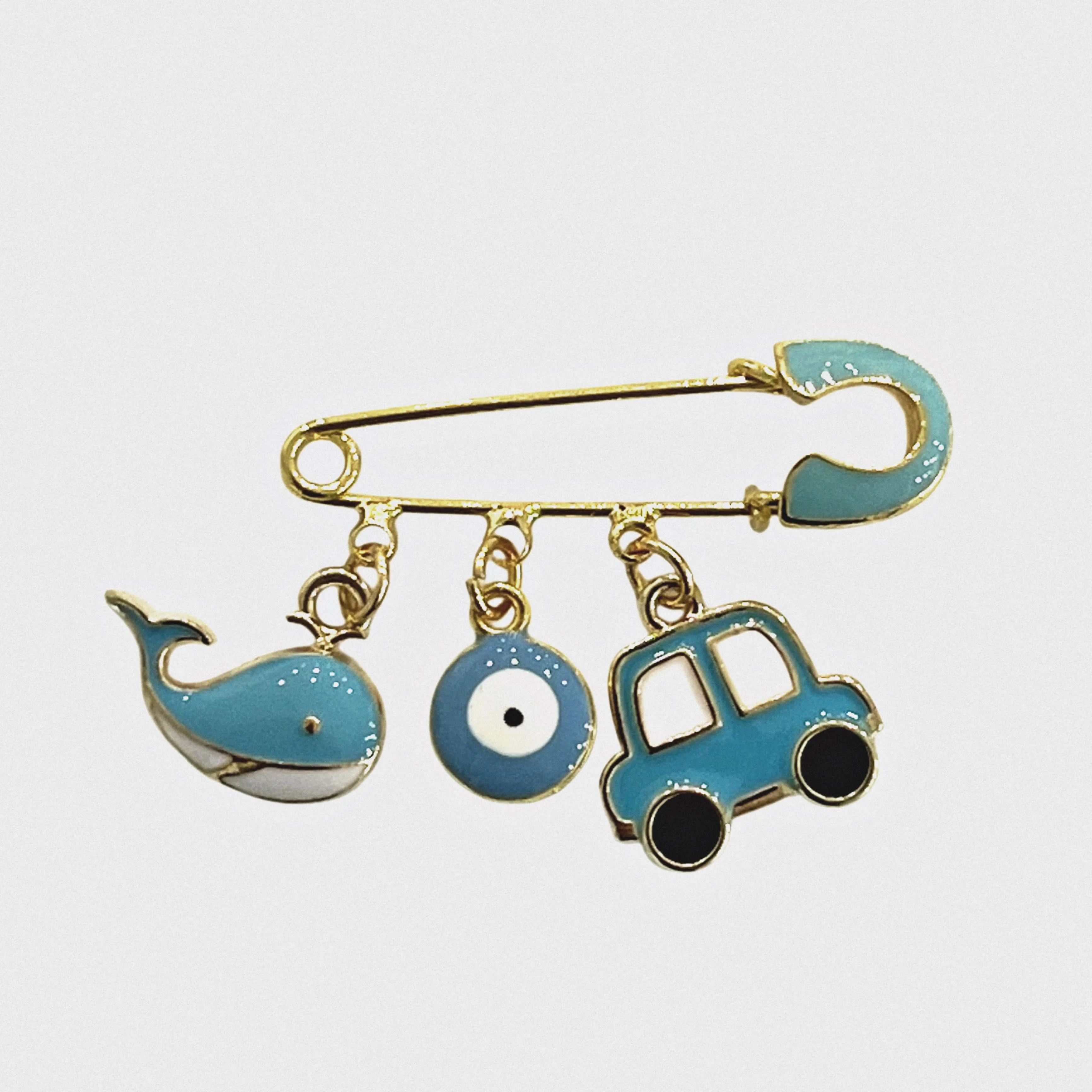 Enamel Blue Baby Pin With Evil Eye Protection
