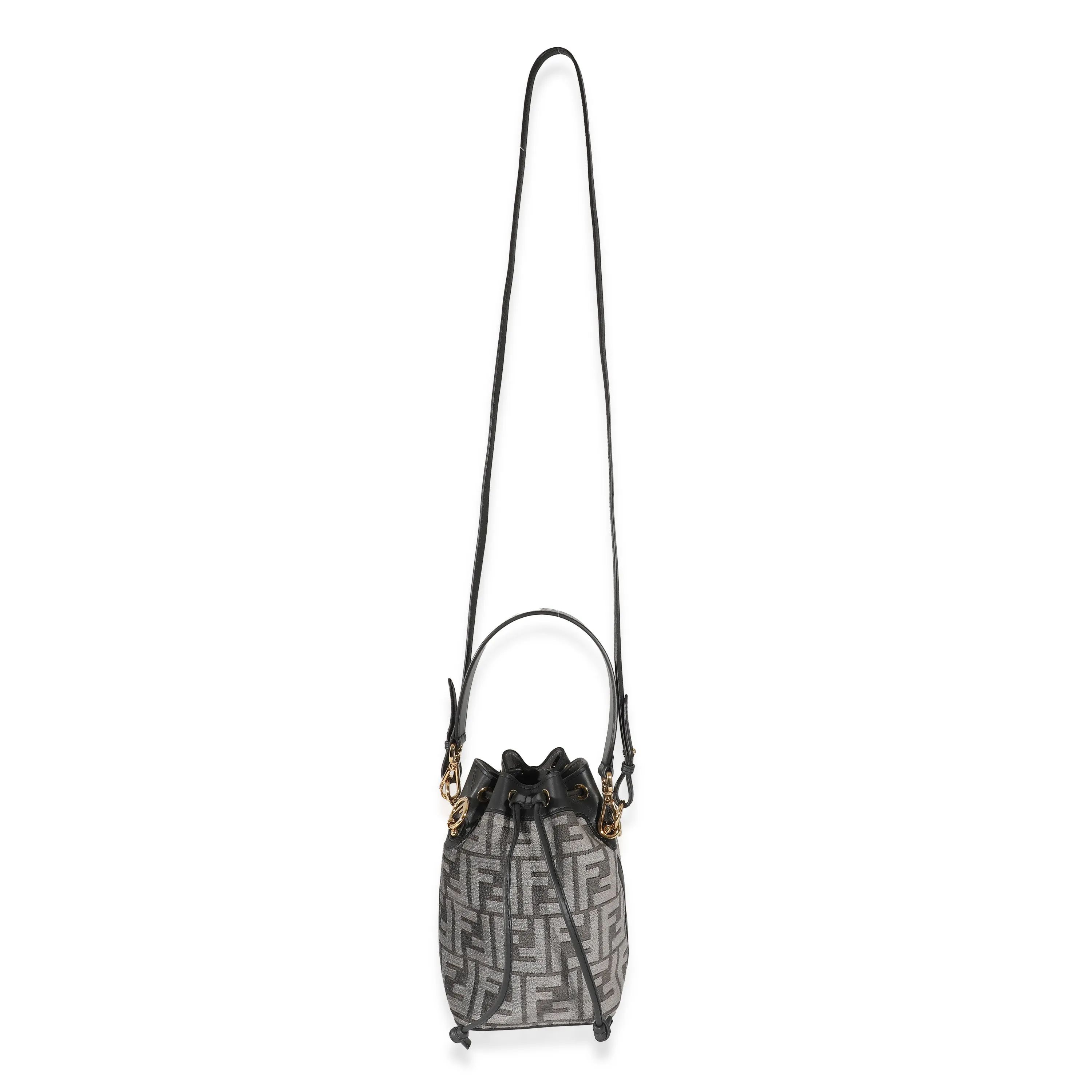 Fendi Grey Tapestry Fabric FF Mon Tresor Bucket Bag