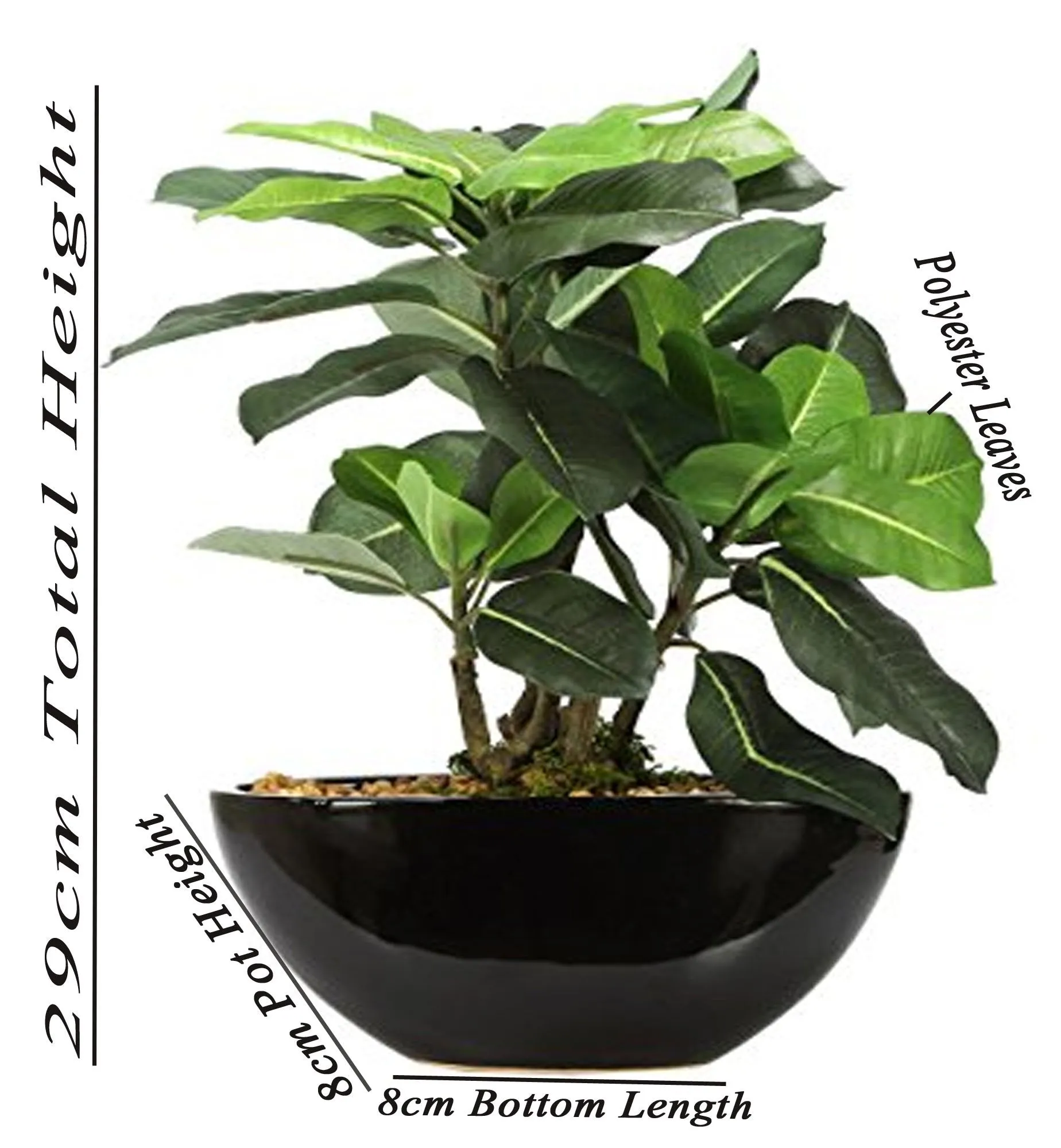 Fourwalls Artificial Quercus Ceramic, Polyester and Polyurethane Bonsai Plant in a Pot (18 cm x 10 cm x 29 cm, Green)