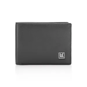 Full grain leather wallet in black - 6 card slots