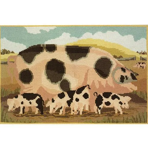 Gloucester Old Spot Sow With Her Piglets