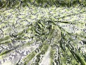 Green/ Black snake design on a power mesh 4-way stretch 58"-Sold by the yard.