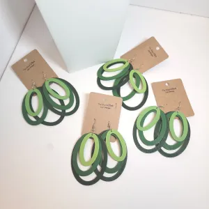 Green layered oval Earrings