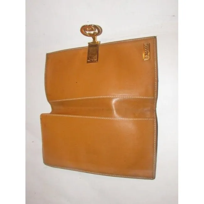 Gucci Brown Small G Logo Print Coated Canvas And Camel Leather Vintage Wallet