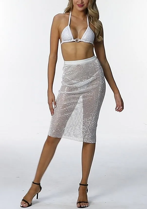 High Waist Mesh Sparkle Skirt