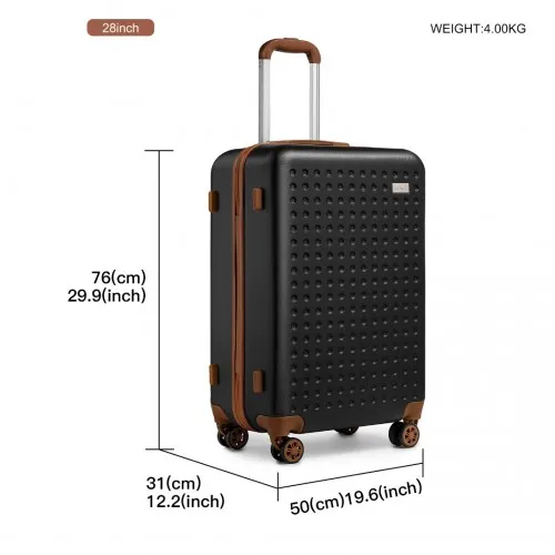Kono 28 Inch Flexible Hard Shell ABS Suitcase with TSA Lock - Black | Lightweight & Durable Travel Luggage