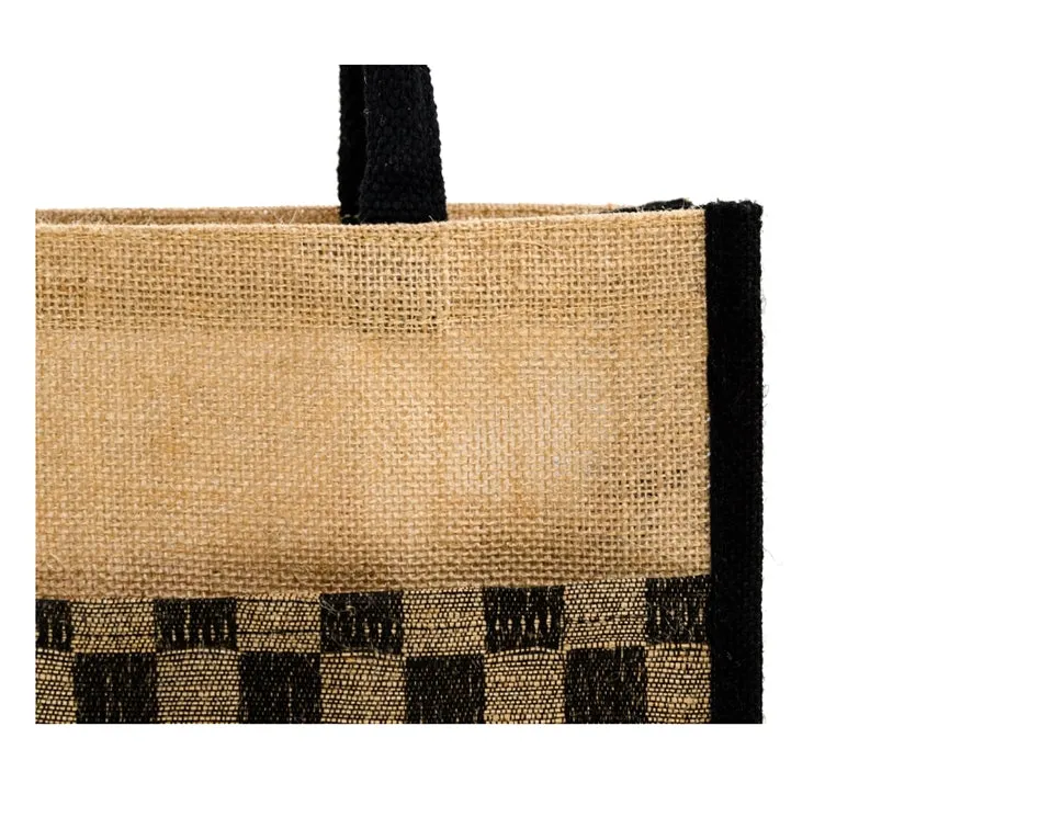 Large Black Checkered Pattern Luxe Tote Bag- Strong & Durable