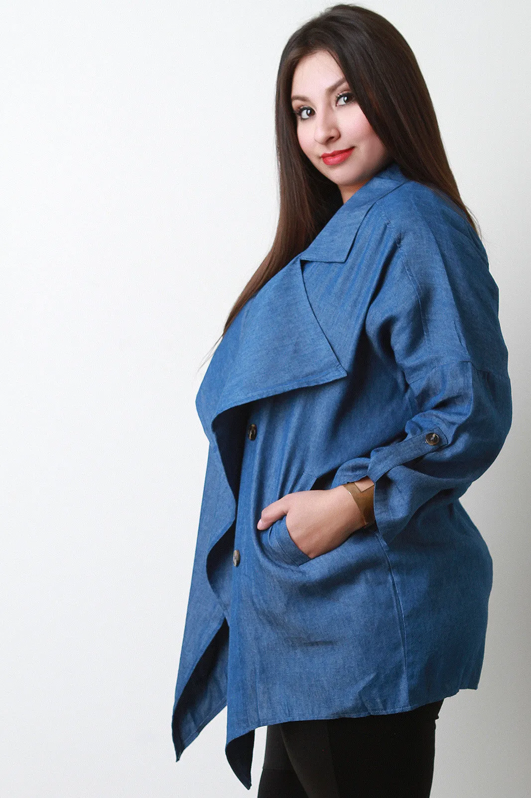 Lightweight Chambray Button Jacket