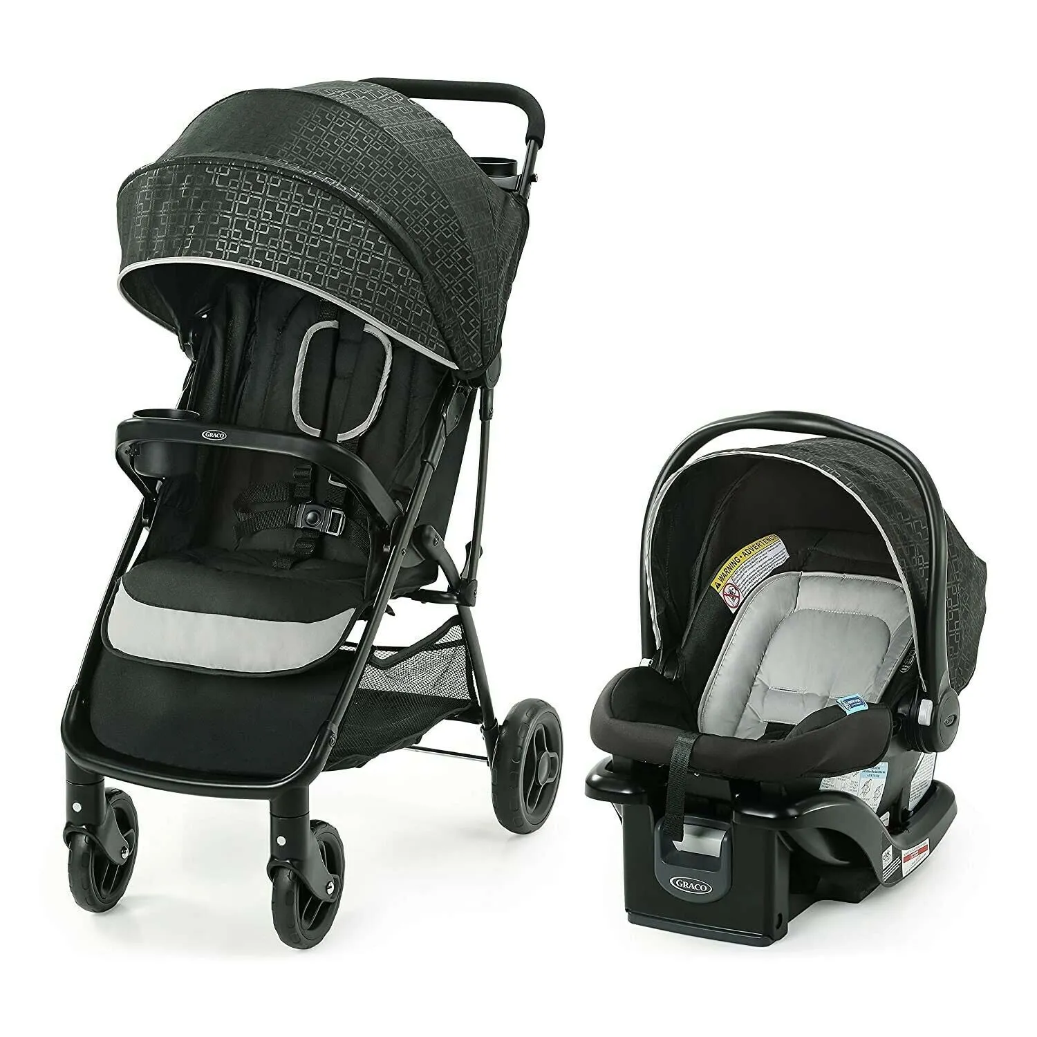 Lightweight Stroller with Car Seat Travel System Child Tray Cup Holder Foldable