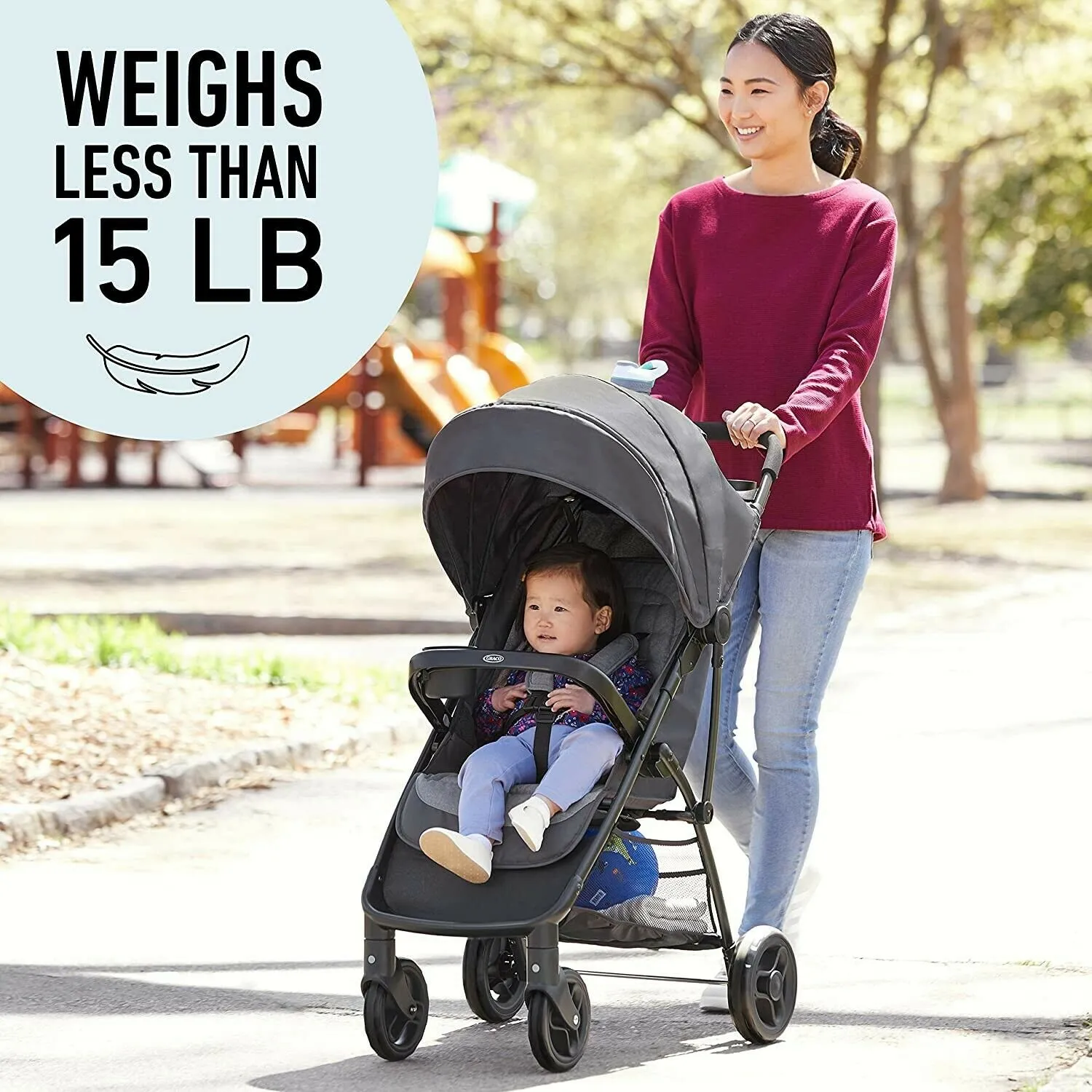 Lightweight Stroller with Car Seat Travel System Child Tray Cup Holder Foldable