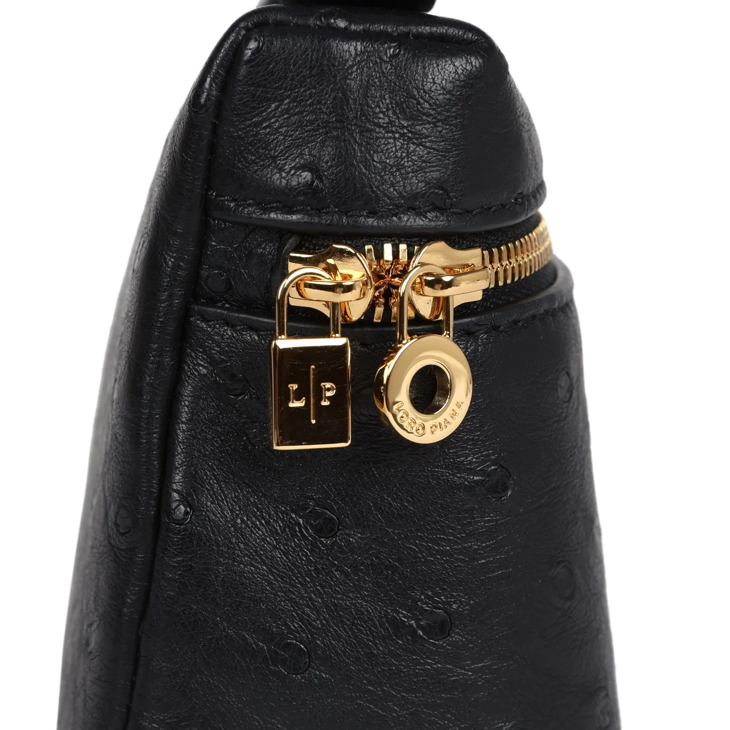 Loro Piana Extra Pocket L19 Pouch Black Ostrich Gold Hardware