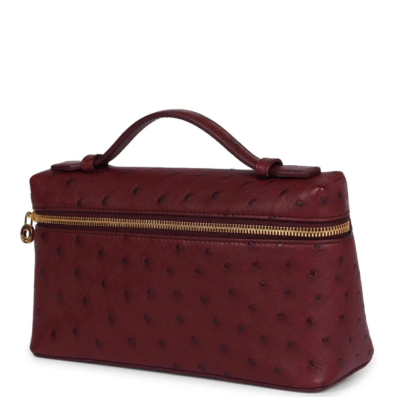Loro Piana Extra Pocket L19 Pouch Burgundy Ostrich Gold Hardware
