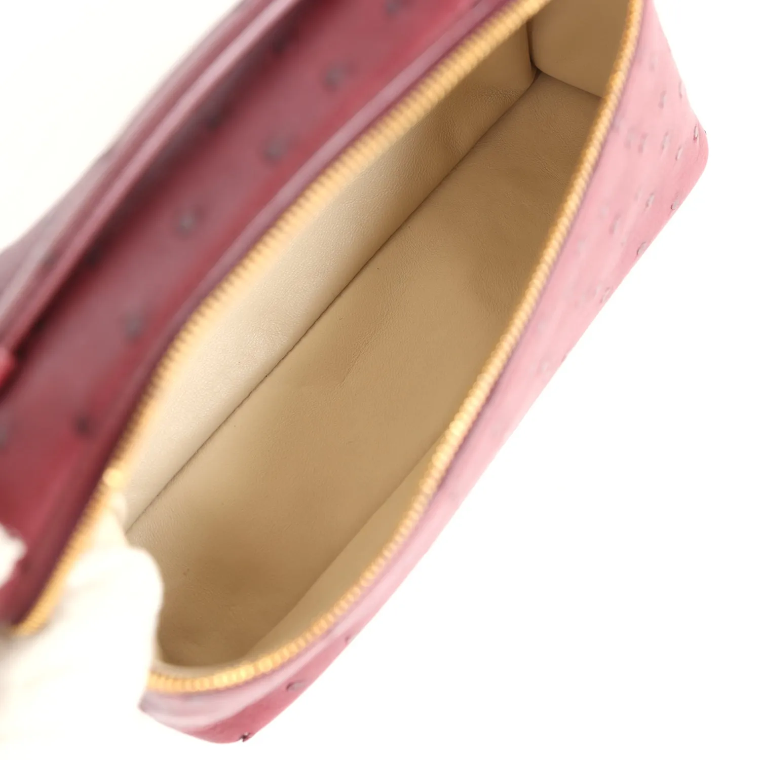 Loro Piana Extra Pocket L19 Pouch Burgundy Ostrich Gold Hardware
