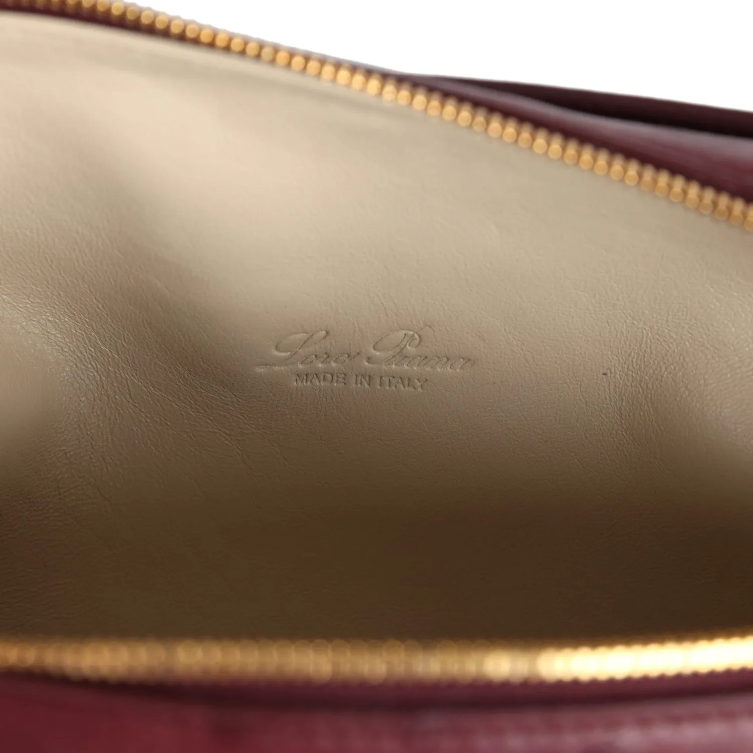 Loro Piana Extra Pocket L19 Pouch Burgundy Ostrich Gold Hardware