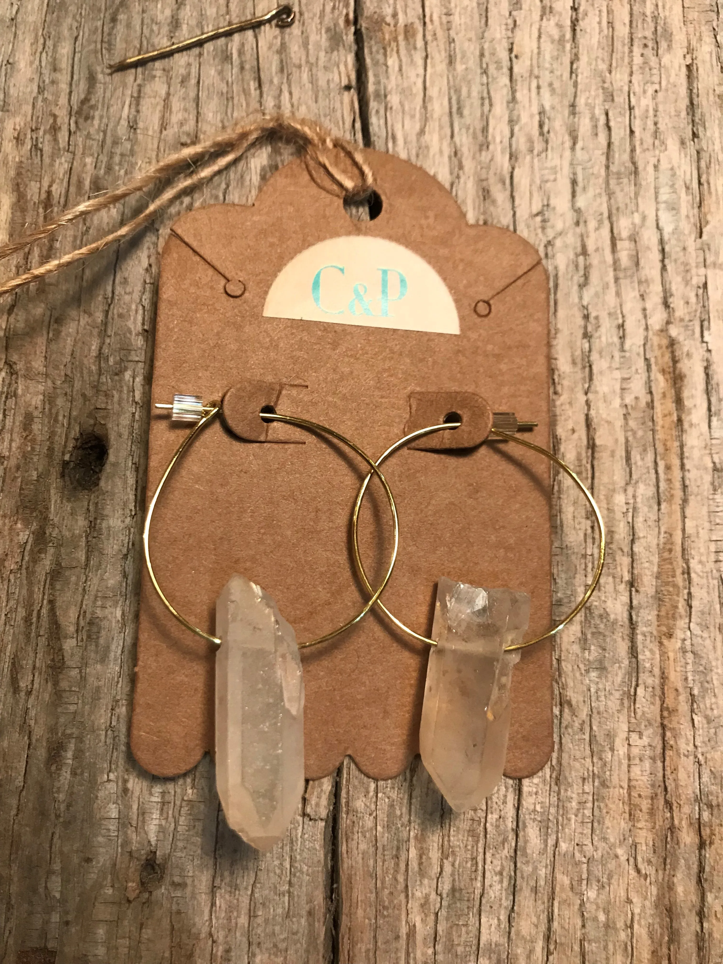 Luster Quartz Gold Hoop Earrings