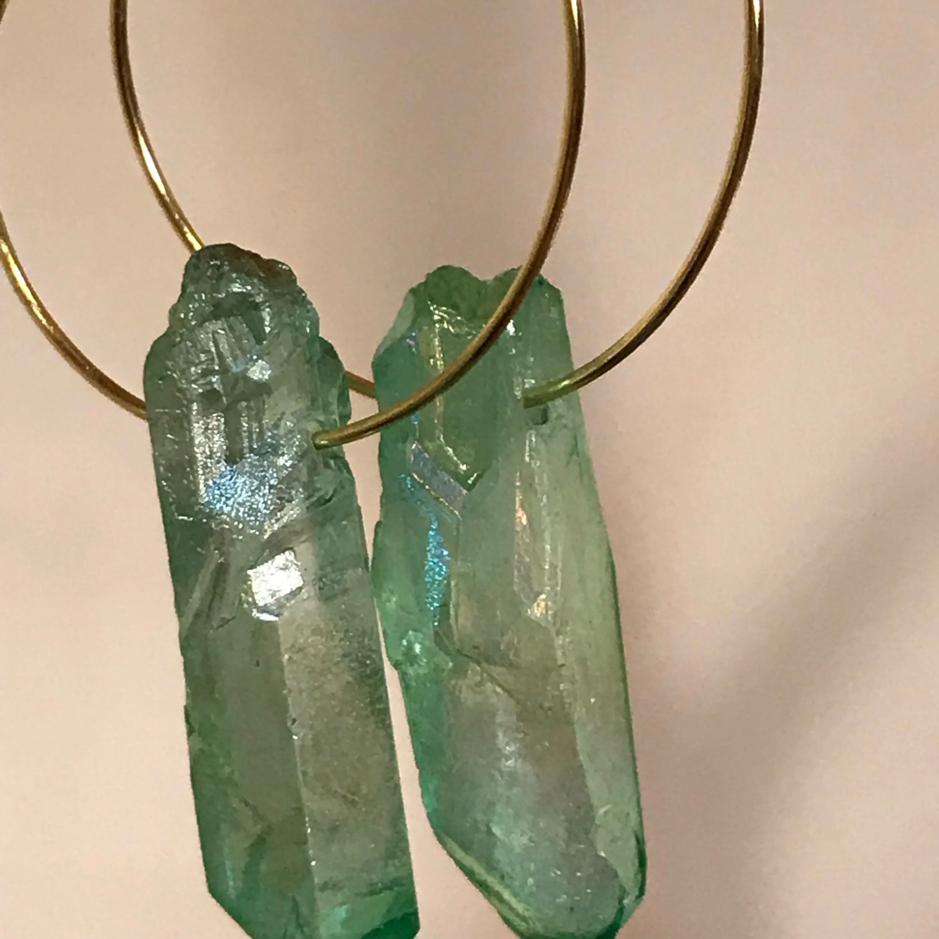 Luster Quartz Gold Hoop Earrings