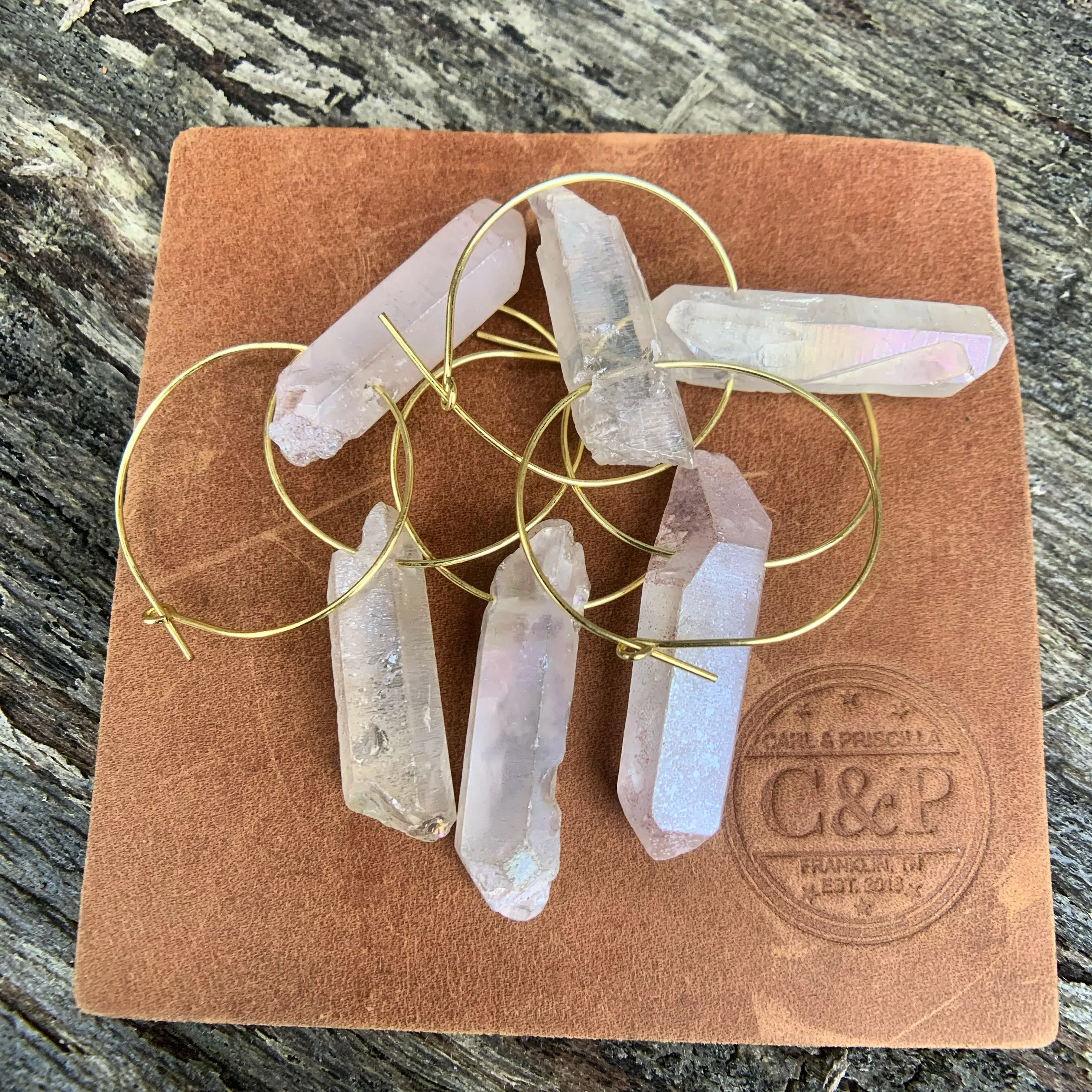 Luster Quartz Gold Hoop Earrings