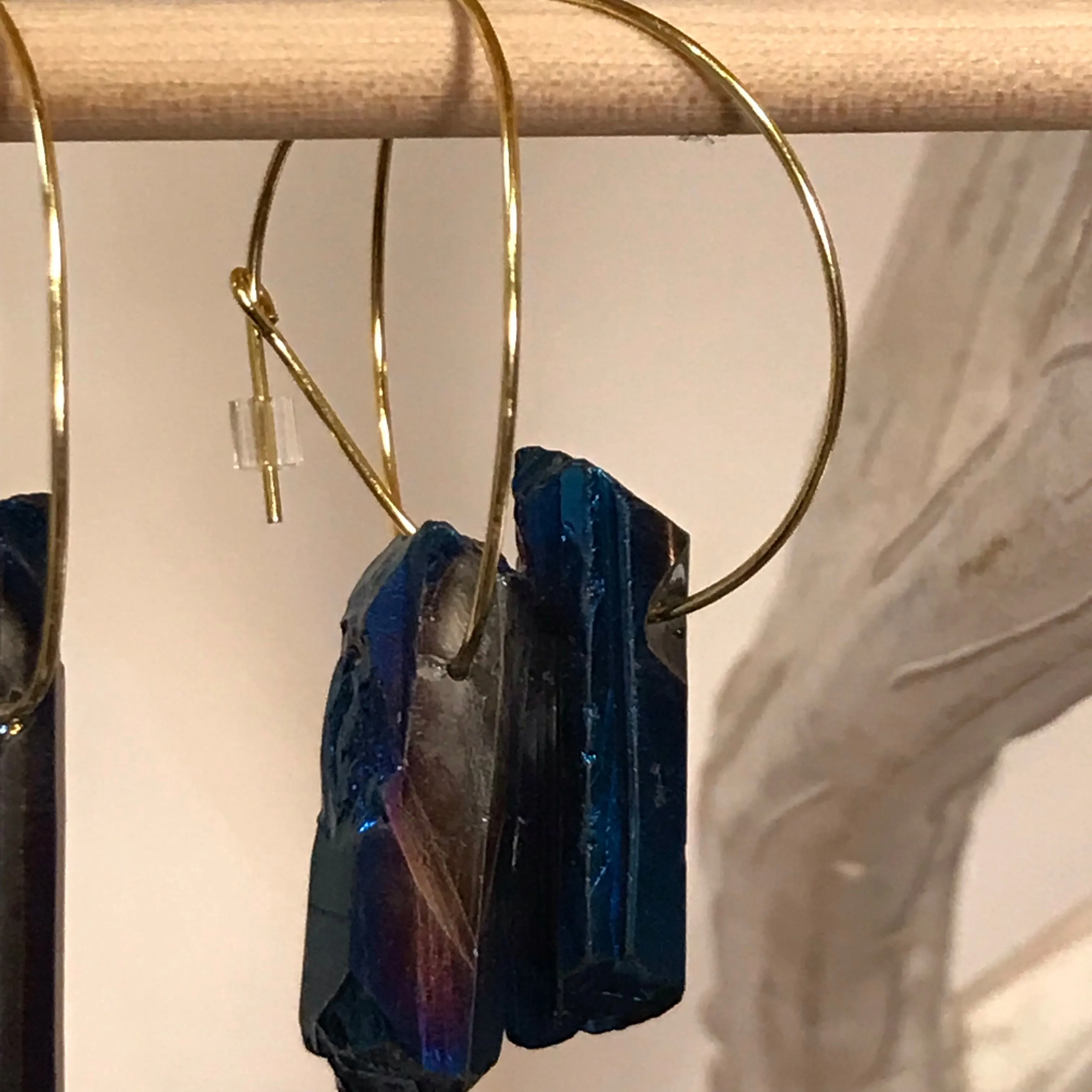 Luster Quartz Gold Hoop Earrings