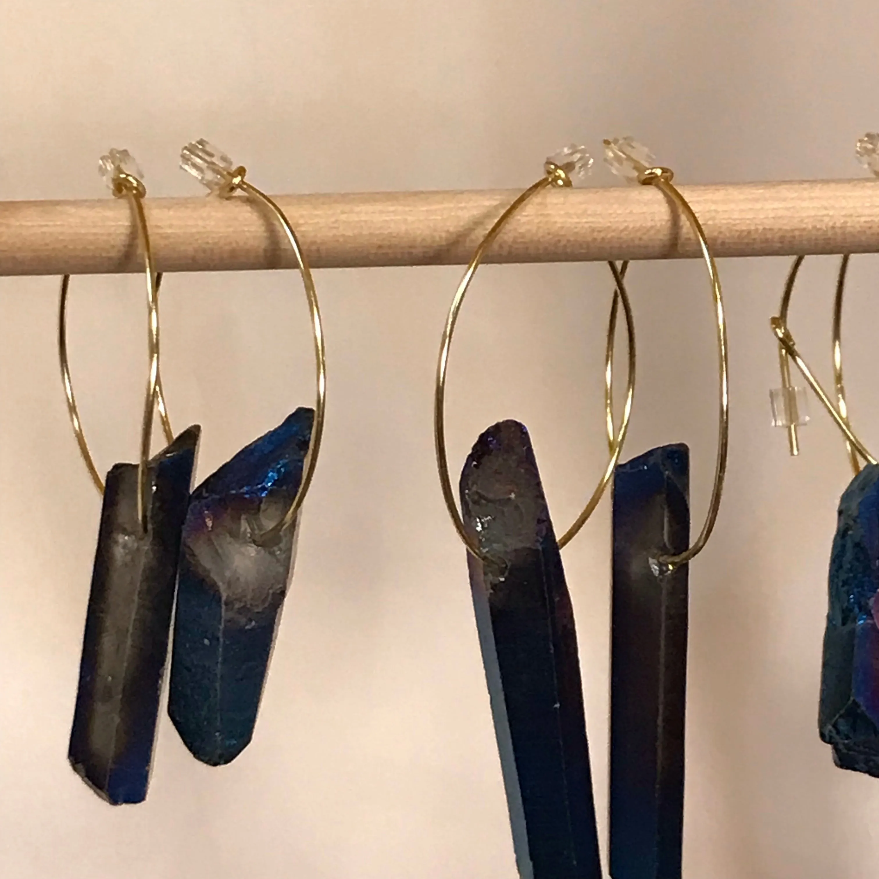 Luster Quartz Gold Hoop Earrings