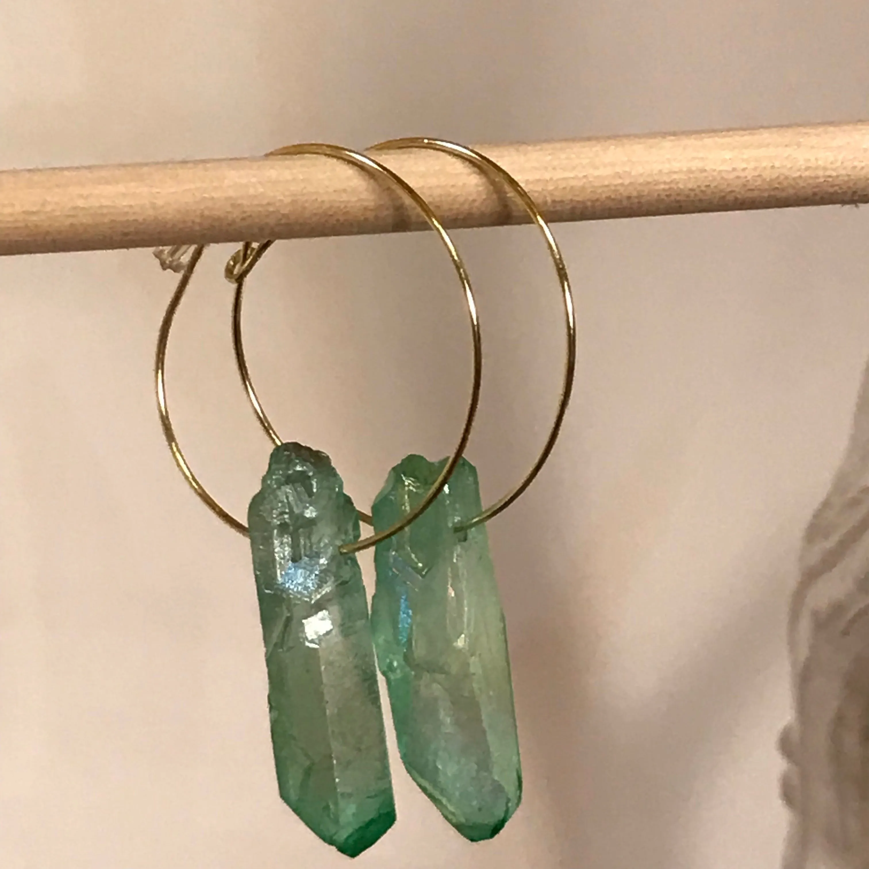 Luster Quartz Gold Hoop Earrings